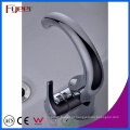 Fyeer Cromo Crooked Bico Único Handle Hot &amp; Cold Water Lavatório Torneira Misturadora